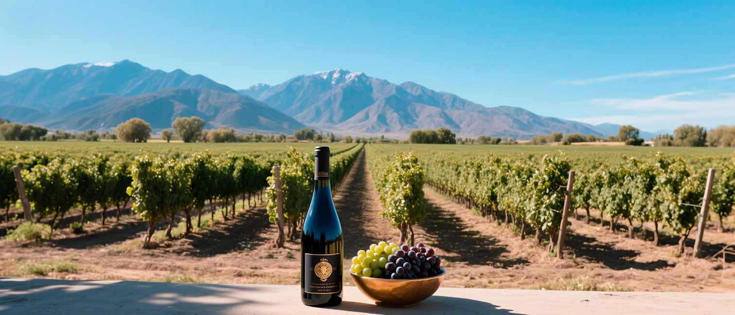 Viñedos de Mendoza con montañas al atardecer
